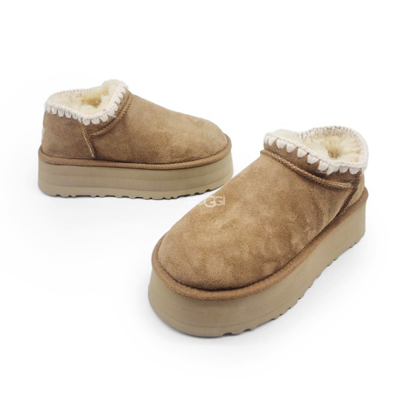 Женские ультра мини угги на платформе Ugg Ultra Mini Platform Chestnut 