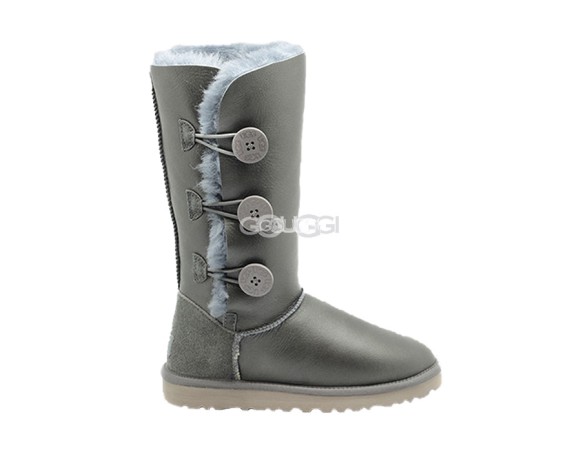 Женские угги с пуговицами Bailey Button Triplet Metallic Grey