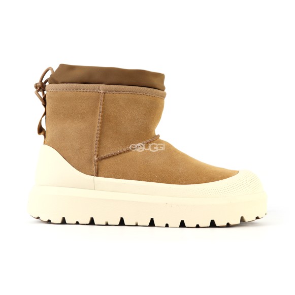 Женские мини угги с галошами Ugg Classic Mini Weather Hybrid Whitecap (Угг Классик мини хабрид белые)