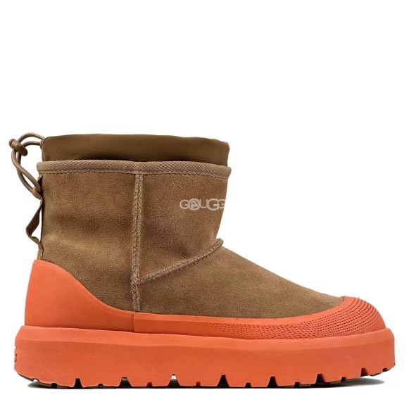 Женские мини угги с галошами Ugg Classic Mini Weather Hybrid Orange (Угг Классик мини хабрид оранжевые)