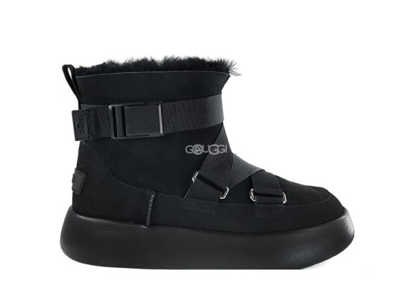 Женские короткие угги Ugg Classic Boom Buckle Boot Black