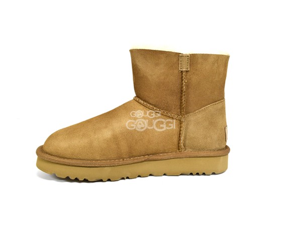 Женские мини угги Mini Bailey Logo Strap Suede Chestnut