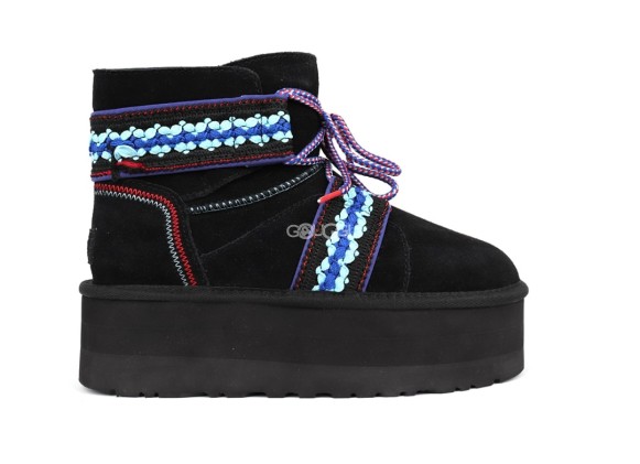 Женские угги Classic Mini II Braid Platform - Black 