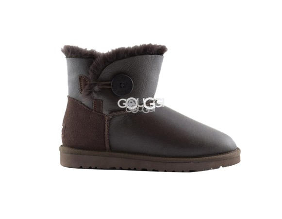 Женские мини угги с пуговицей Bailey Button Mini Metallic Chocolate
