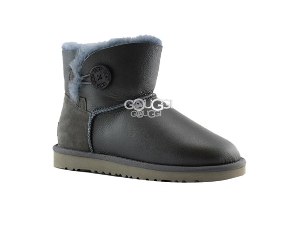 Женские мини угги с пуговицей Bailey Button Mini Metallic Grey