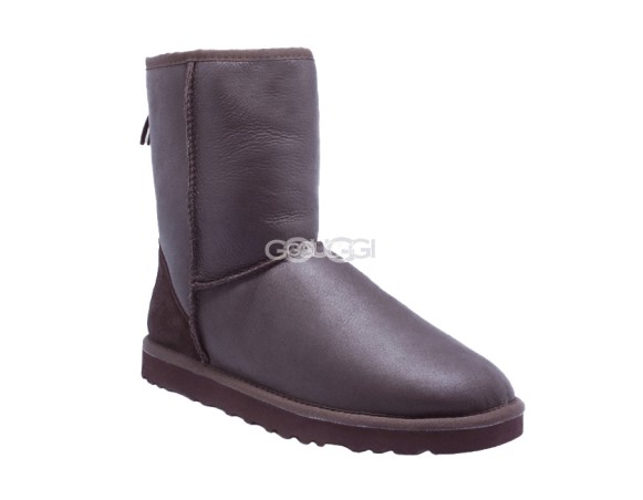 Мужские короткие угги на молнии Classic Short ZIP Metallic Chocolate