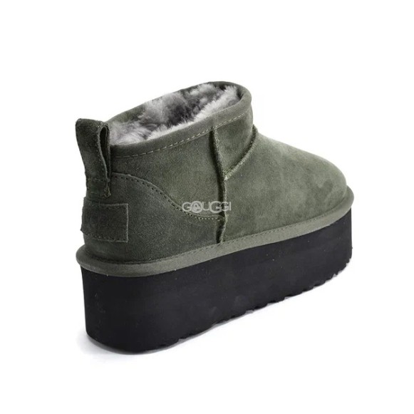 Женские ультра мини угги на платформе Ugg Classic Ultra Mini Platform Olive