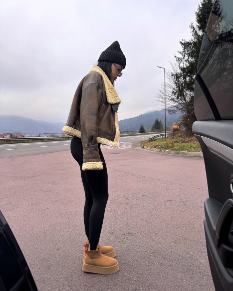 Женские мини угги на платформе Ugg Classic Mini Dipper Chestnut