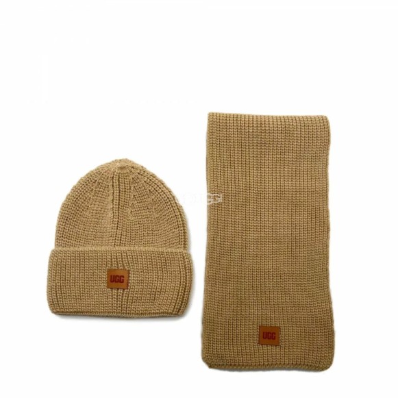 Шарф и шапка Ugg Chunky Rib Knit Beanie Sen Camel