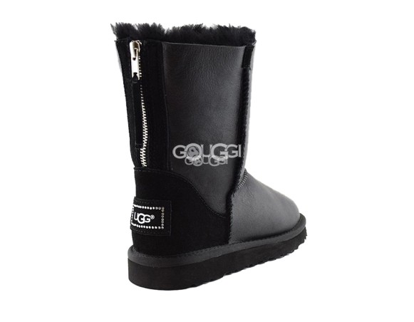 Женские короткие угги на молнии Classic Short ZIP Metallic Black