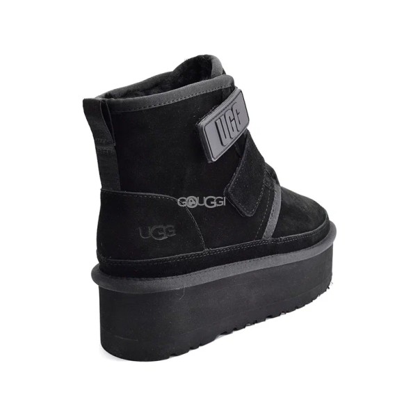 Женские короткие угги на платформе Ugg Classic Short Suede Platform Black