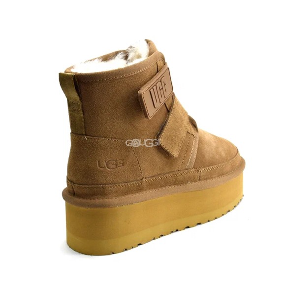 Женские короткие угги на платформе Ugg Classic Short Suede Platform Chestnut